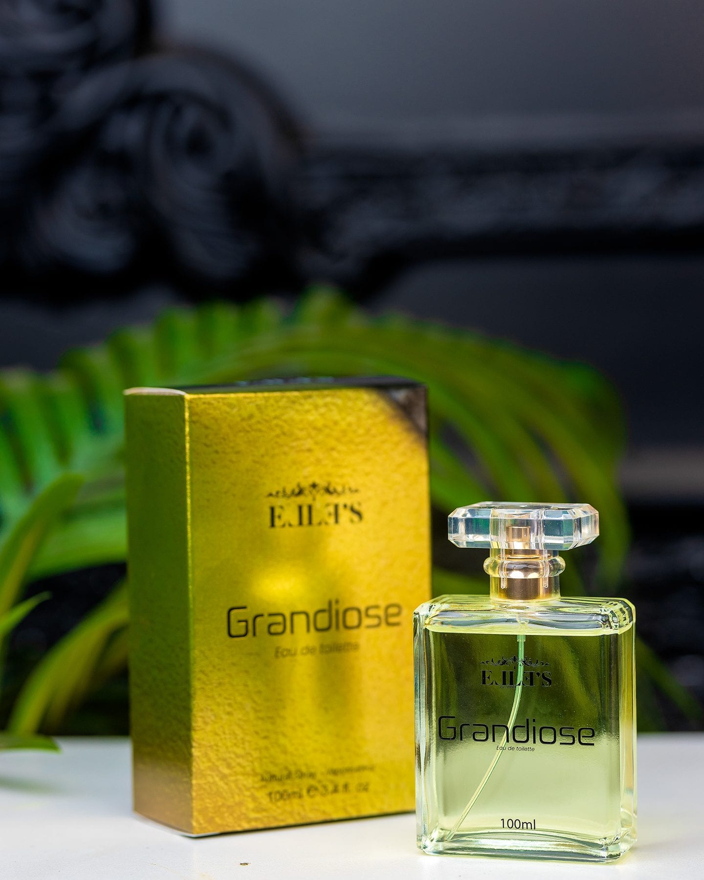 E.IL.T’S Grandiose fragrance, boxed and bottled