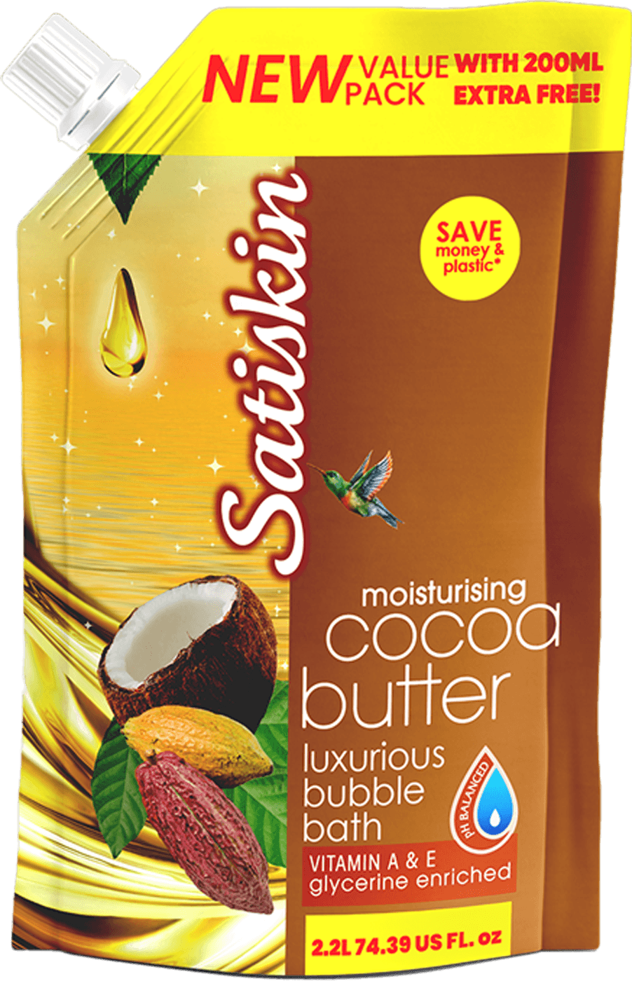 Satiskin Cocoa Butter bubble bath pouch